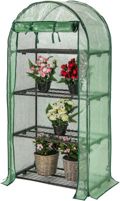  - Compact 4-Tier Portable Greenhouse With Weatherproof Pe Cover & Shelves