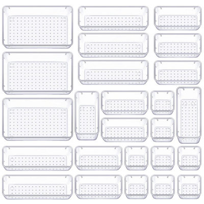 25-Piece Clear Drawer Divider Tray SetCustomizable Organizers For VanityKitchenAnd Office from B&Q