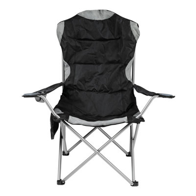 B&Q Foldable Padded Camping Chairs With Drink Holder And Magazine Pocket, High-Back Design