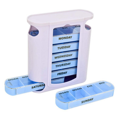B&Q Weekly Pill Organizer, 7-Day Pill Box With Removable Modules Marked By Days Of The Week