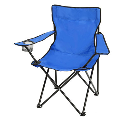 Folding Camp Chair With Drink Holder & Carry Bag Lightweight Portable GardenBeach & Camping Chair Blue from B&Q