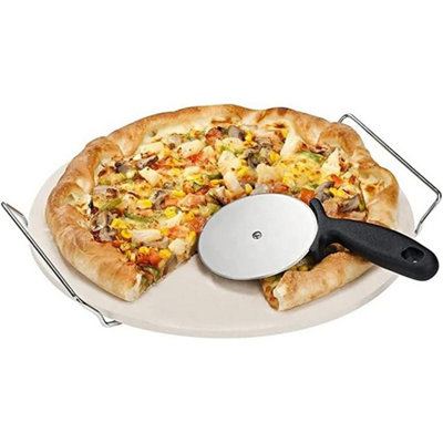Cordierite Pizza Stone For Oven Grill & Bbq Withstands Over 1000C Crisp Non-Stick Baking Surface Natural Odourless from B&Q
