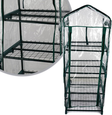  - Compact 4 Tier Greenhouse With Transparent Cover Mini Vertical Greenhouse For Patio Balcony Or Garden Plant Shelves