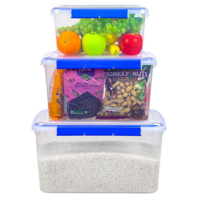 Set Of 3 Bpa Free Plastic Food Containers With Lids Stackable Leakproof For Rice Flour Soups Fruit And Meal Prep from B&Q