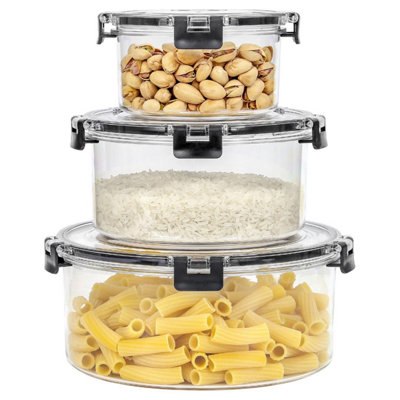 3 Piece Rectangular Food Containers Bpa Free With Airtight Leakproof Lids Stackable Microwave And Freezer Safe from B&Q
