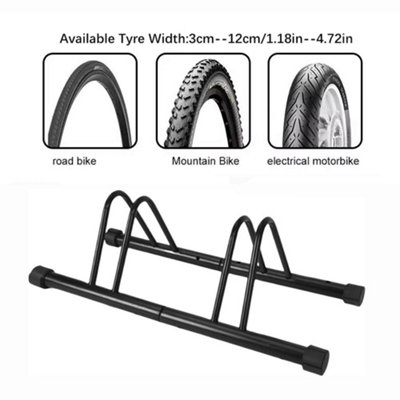 Freestanding Bike Rack For 2 Bicycles Metal Floor Stand With Rubber Feet Indoor Outdoor Organizer Garage Patio from B&Q
