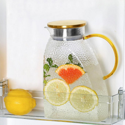 18L Borosilicate Glass Water Pitcher With Stainless Steel Lid Slim Jug For Fridge Hot And Cold Beverages from B&Q