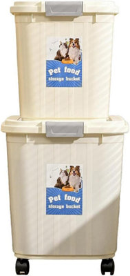 2 Piece Pet Food Storage Bin Set Stackable 32L And 20L Bpa Free Plastic Containers With Airtight Snap Lids And Rolling Casters from B&Q