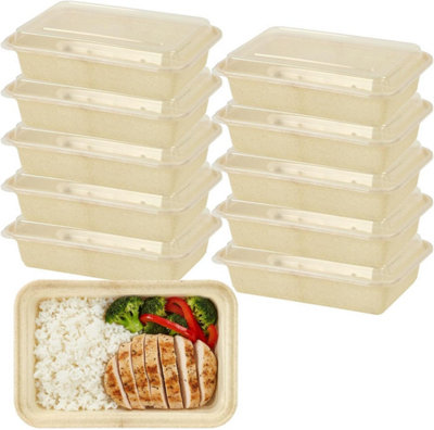 - 10 Pack Meal Prep Containers 1 Compartment 850Ml Beige Bpa Free Food Storage Boxes With Lids Microwave Freezer Safe