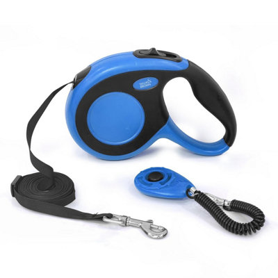 Retractable Dog Lead 5M Quick Lock And Brake Extendable Leash For Small And Medium Dogs Up To 20Kg Heavy Duty Blue from B&Q