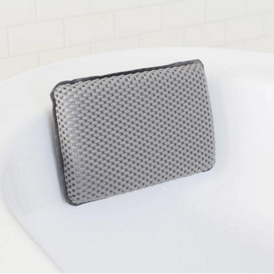 Bathtub Pillow Premium Waterproof Bath Headrest Cushion With 8 Strong Suction Cups Soft Spa Pillow For Neck Support Grey from B&Q