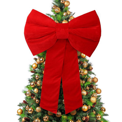 Large Velvet Christmas Bow 80X120Cm Red Decorative Bow For Tree Topper Front Door Wreath And Stair Display Reusable from B&Q