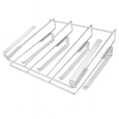  - Under Cabinet Cutting Board Holder With Roll Holder Stainless Steel Organizer Rack Space Saving No Drill Kitchen Storage