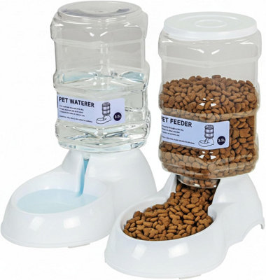3.5L Automatic Dog And Cat Feeder With Water Dispenser Gravity Pet Food Water Station With Bowl Large Capacity from B&Q
