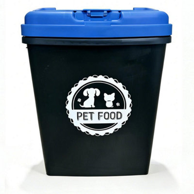 40L Airtight Pet Food Storage Container Holds Up To 15Kg Dry Food Flip Top Lid With Scoop Dog Cat Bird Bin Black Blue from B&Q
