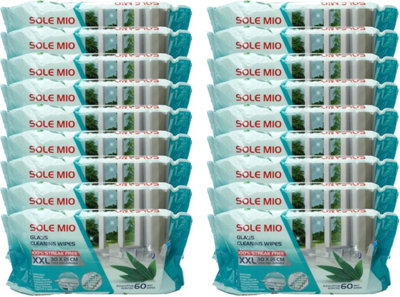 Sole Mio Xxl Glass Cleaning Wipes 18 Pack 1080 Extra Large Eucalyptus Scented Wet Wipes 30 X 21Cm Streak Free Cleaner from B&Q