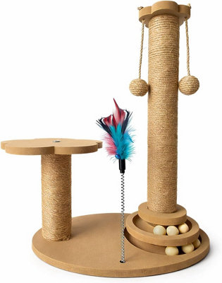 Cat Scratcher Activity Tower With Sisal Posts Indoor Cat Scratch And Play Centre Resting Platform Hanging Toys from B&Q