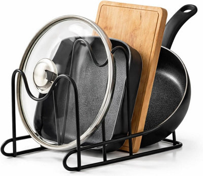 Pan Lid Holder Pots And Pans Organiser Rack Vertical Horizontal Cookware Storage Stand For Cupboard Worktop from B&Q