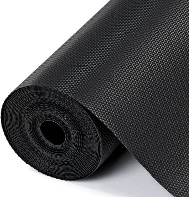 Non Adhesive Drawer And Shelf Liner Roll Eva Waterproof Non Slip Cabinet Mat Food Safe Fridge Liner Black from B&Q