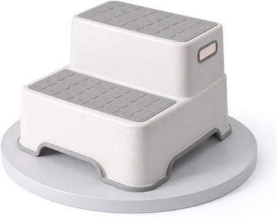 Kids Step Stool Double Layer Non Slip Toddler Training Stool With Letters Numbers Surface Grey from B&Q