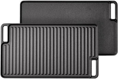 Cast Iron Reversible Grill Griddle Pan 45.7Cm Double Sided Steak Plate For Hob Bbq from B&Q