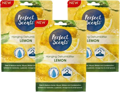 Hanging Moisture Absorber Dehumidifier Fresh Linen Lemon Wardrobe Damp Control Pack Of 3 from B&Q