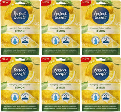 Hanging Moisture Absorber Dehumidifier Fresh Linen Lemon Wardrobe Damp Control Pack Of 6 from B&Q