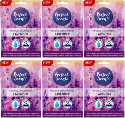  - Hanging Moisture Absorber Dehumidifier Fresh Linen Lavender Wardrobe Damp Control Pack Of 6