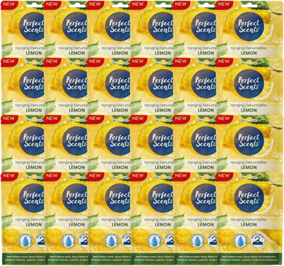 Hanging Moisture Absorber Dehumidifier Fresh Linen Lemon Wardrobe Damp Control Pack Of 24 from B&Q