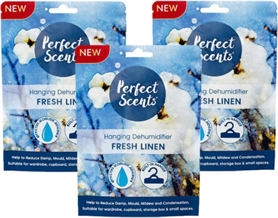  - Hanging Dehumidifier Moisture Absorber Fresh Linen Damp Condensation Control Wardrobe Cupboard Pack Of 3