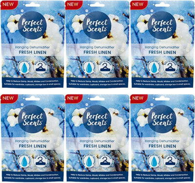  - Hanging Dehumidifier Moisture Absorber Fresh Linen Damp Condensation Control Wardrobe Cupboard Pack Of 6