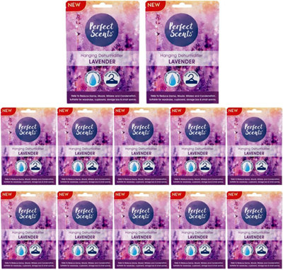  - Hanging Dehumidifier Moisture Absorber Fresh Linen Lavender Wardrobe Cupboard Damp Control Pack Of 12