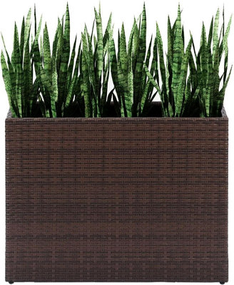 Rectangular Rattan Planter Tall Wicker Plant Pot 81Cm Indoor Outdoor Garden Planter With Removable Liner Brown from B&Q