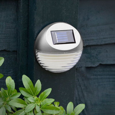 Outdoor Solar Led Lights Wireless Fence Gutter Wall Step Lamps Weatherproof Garden Light Silver 4 Pack