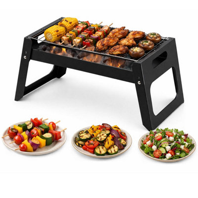 Portable Foldable Bbq Grill Charcoal Barbecue Stainless Steel Camping Picnic Garden Cooking Grill from B&Q