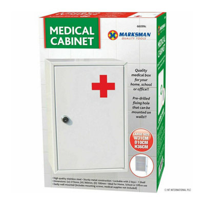 Medicine Cabinet Wall Mounted Lockable Metal First Aid Cabinet With Keys from B&Q