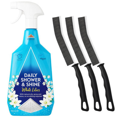 Bathroom Shower Cleaner Spray 750Ml No Scrub Limescale Soap Scum Remover With Brushes from B&Q
