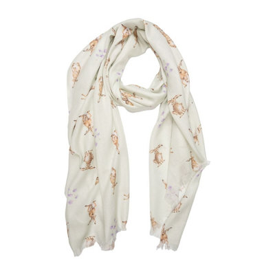 Wrendale Designs Hare Brained Scarf With Gift Bag - Cream - Image 4