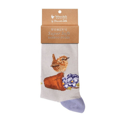 Bamboo Socks Wren Bird Super Soft Ladies - Wrendale Size 4-8 with Gift Bag - Image 5