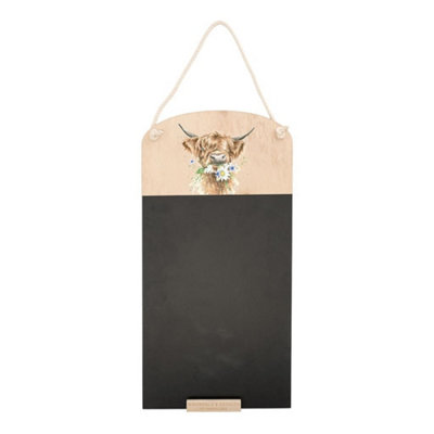 Wrendale Chalkboard Daisy Highland Cow Kitchen Notice Board –  Unique Gift - Image 4