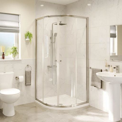 Hydrolux 800mm Quadrant Shower Enclosure 4mm Glass Framed Low Profile Tray Waste Bathroom from B&Q