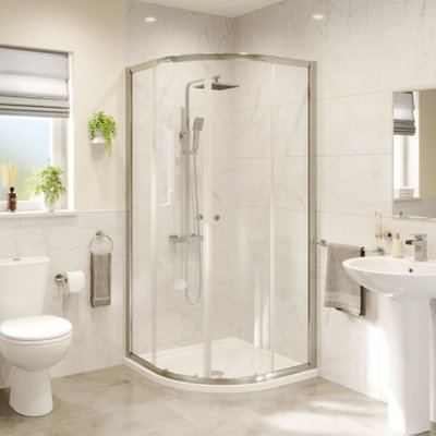 Hydrolux Modern Quadrant Shower Enclosure 800X800mm Framed Easy Plumb Tray 4mm Glass from B&Q