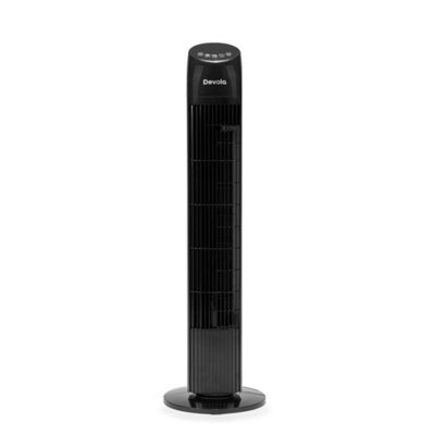 Devola Remote Control Tower Fan 33 Inch Quiet Cooling Fan With Oscillation For BedroomsHome & Office3 Speeds12H Timer Black from B&Q