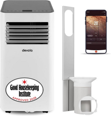 Devola Portable Air Conditioner 9000 Btu Energy Efficient4-In-1 With Wi-FiCoolingDehumidifierTimer & Remote Control from B&Q