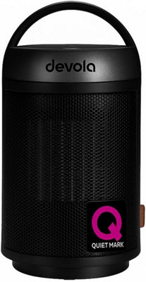 Devola 1500W Portable Ceramic Fan Heater 2 Heat SettingsThermostat ControlOscillatingSafety Shut-OffCompact Black & Silver from B&Q