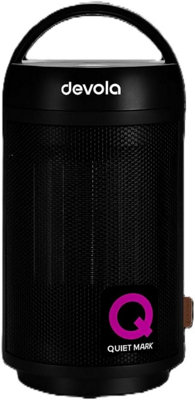 Devola 1500W Portable Ceramic Fan Heater 2 Heat SettingsThermostat ControlOscillatingSafety Shut-OffCompact Black from B&Q