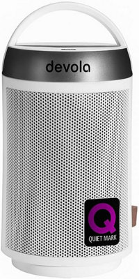 Devola 1500W Portable Ceramic Fan Heater 2 Heat SettingsThermostat ControlOscillatingSafety Shut-OffCompact White & Silver from B&Q