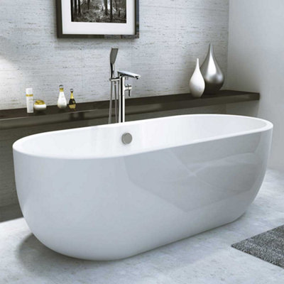 GravaHaus Luxury White Double Ended Bath 1660mmModern Freestanding Design from B&Q