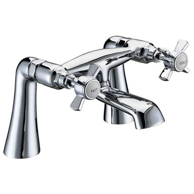  - Traditional Chrome Brass Crosshead Bath Filler With Pillar Legs