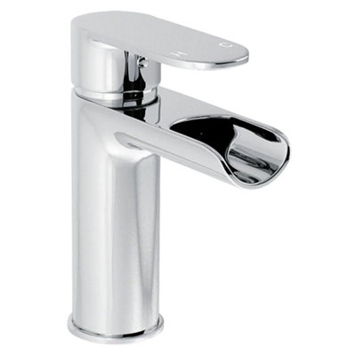 Luxury Modern Waterfall Standard Mono Basin MixerChrome from B&Q